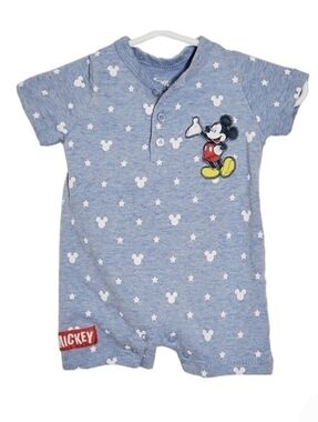 K1314 * Disney Baby Mickey Mouse Romper Blue White Size 0/3M